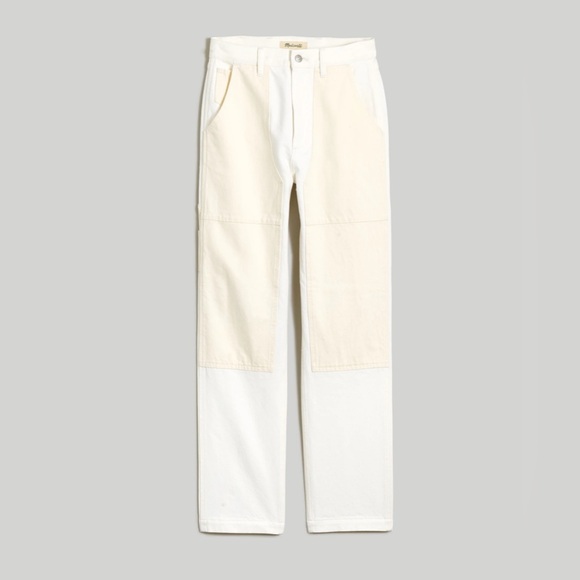 Madewell The Perfect Vintage Two-Tone Straight Jeans (white/cream) NWT - Picture 8 of 9